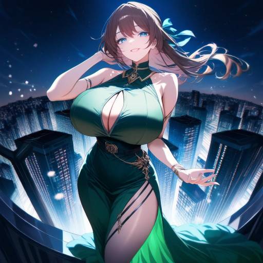 Aesthetic Anime Girl on Rooftop at Night