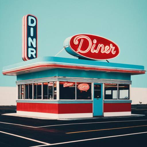 Retro Neon Diner Exterior Retro Neon Diner Exterior
