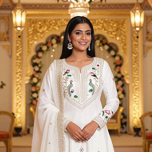 Elegant Bride in Indo-Mughal Wedding Hall