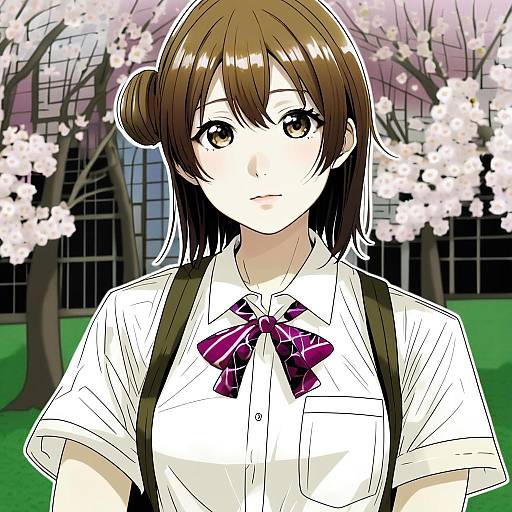 Illustration of Hanami ume, gakuen idolmaster in the style of Gin moku