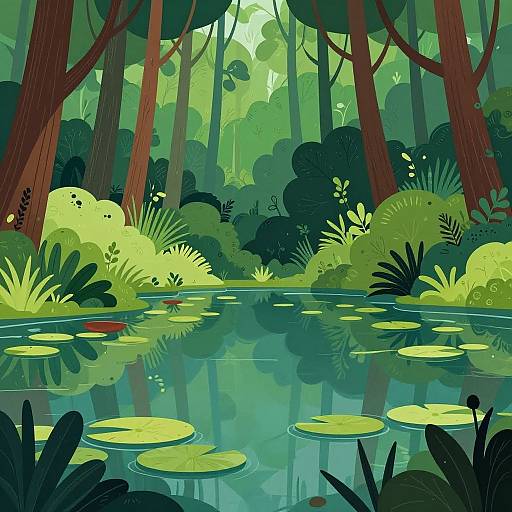 Otherworldly Tranquil Forest Lake