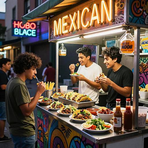 Lively Mexican Taco Stand Scene