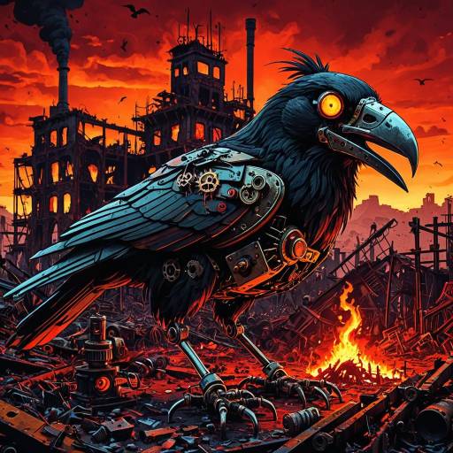 Apocalyptic Steampunk Horror Cartoon Scene