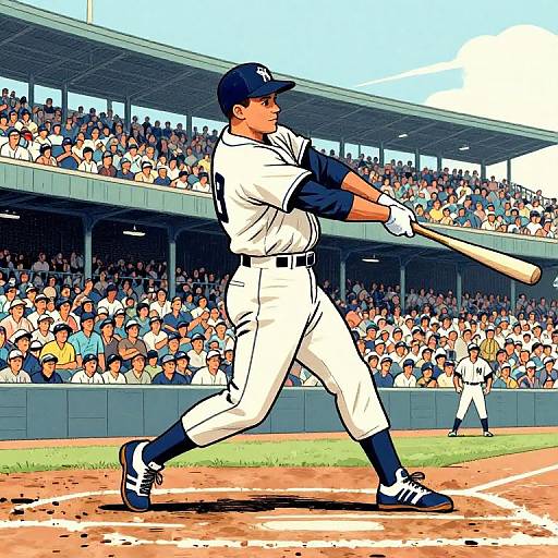 Mickey Mantle Swing Vintage Illustration