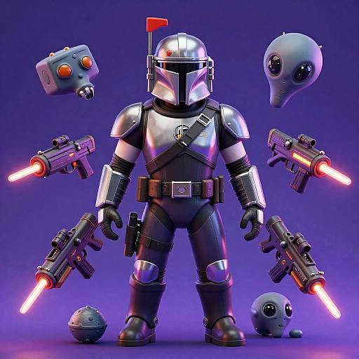 Space Bounty Hunter in 3D Render