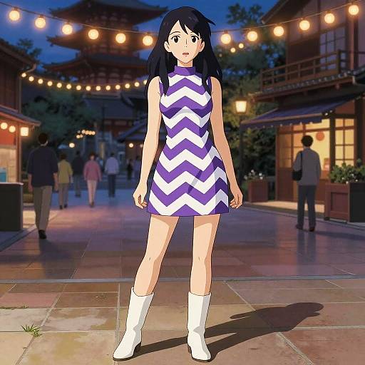 Retro 60s Woman in Kyoto Animation Style