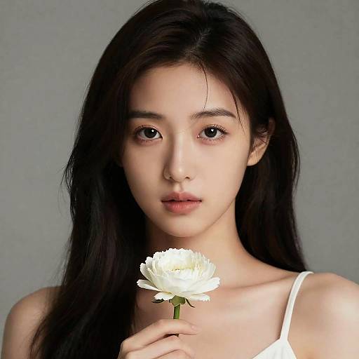 Photorealistic Portrait of Woman with Flower