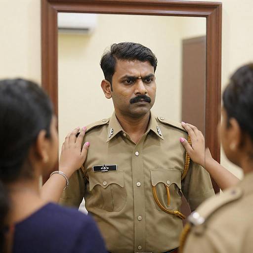 Stern Indian Police Officer with Women