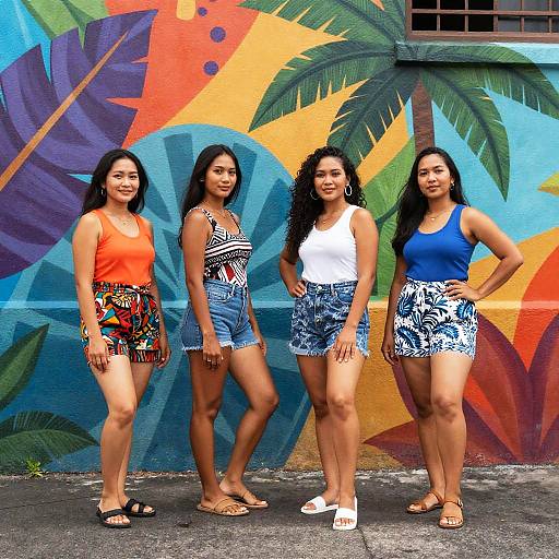 Polynesian Women in Vibrant Urban Fashion
