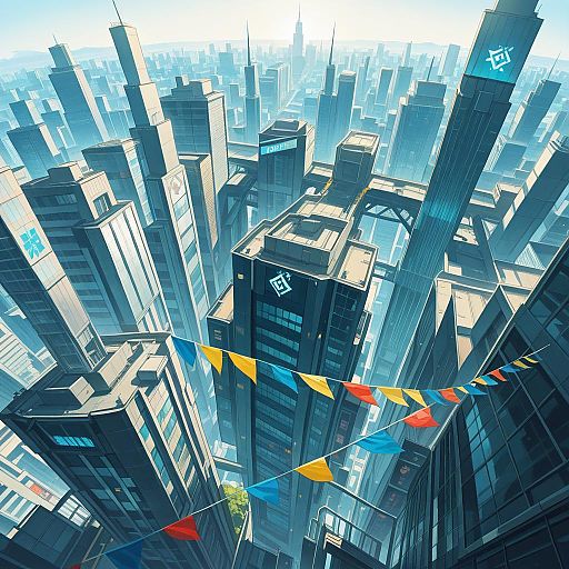 Vibrant Urban Skyline Under Midday Light