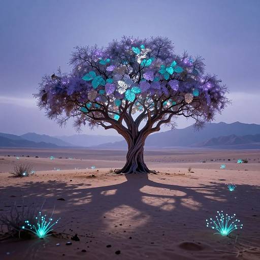 Surreal Bioluminescent Desert Tree