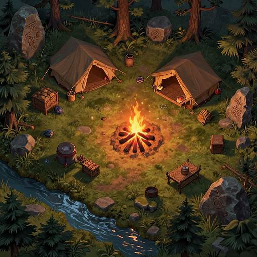 Rustic DnD Campfire Wilderness Map
