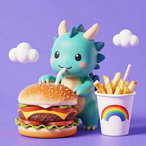 Single-Horned Teal Dragon Snack Time