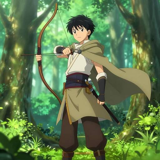 Anime Archer in Enchanted Forest