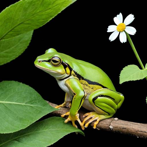 Golden Yellow Frog Among Daisy Petals Golden Yellow Frog Among Daisy Petals