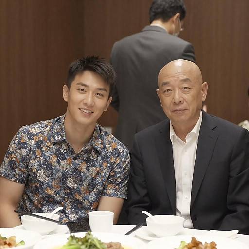 Two Men Sitting at Restaurant Table