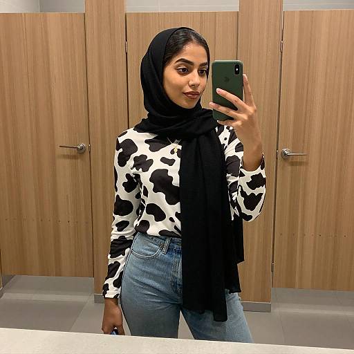 Young Woman in Hijab Mirror Selfie