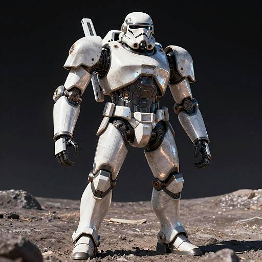 Hyperrealistic Lunar War Mech Illustration