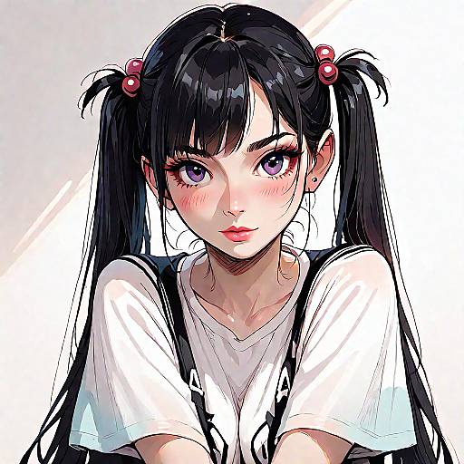 Anime Girl with Black Twin Tails