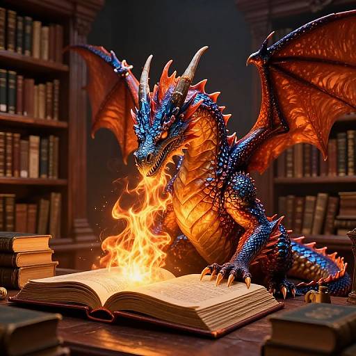 Dragonfire in Mythical Library