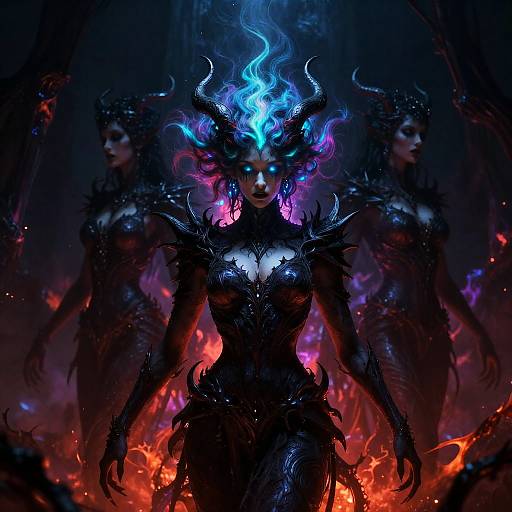 Gothic Bioluminescent Demonic Trio