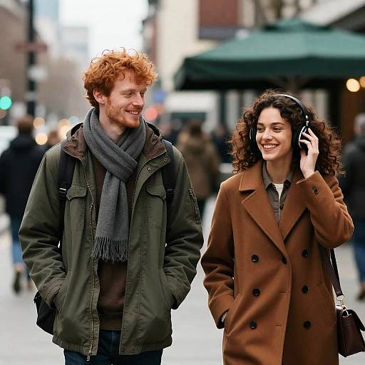 Urban Couple Enjoying a City Stroll