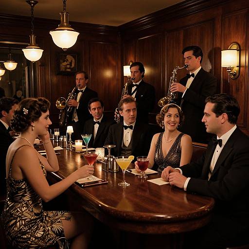 1920's Speakeasy with Jazz Band and Patrons
