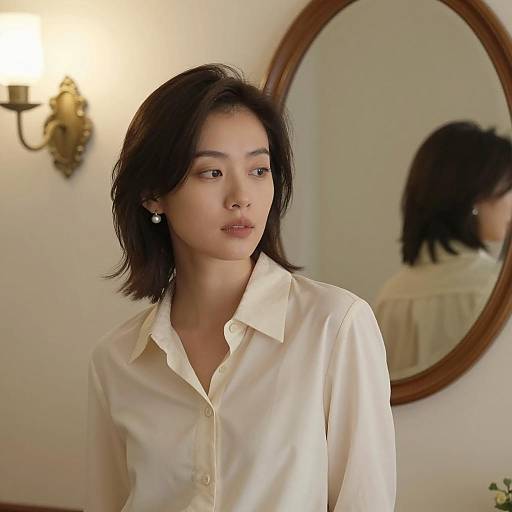 Contemplative Woman in Warm Lighting