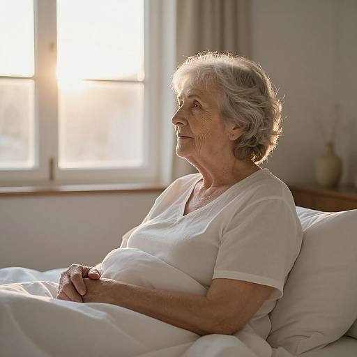 Serene Elderly Woman Embracing Dawn