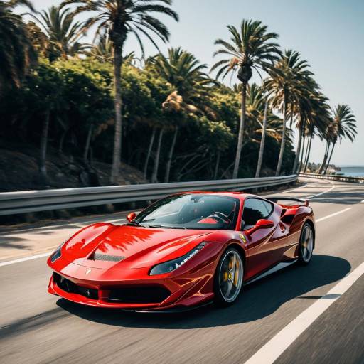 Red Ferrari F8 on Coastal Highway