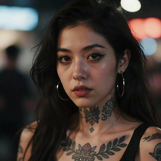 Cinematic Portrait of Tattooed Woman