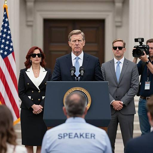 Formal Press Conference Scene with Speakers