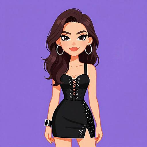 Edgy Woman in Black Dress