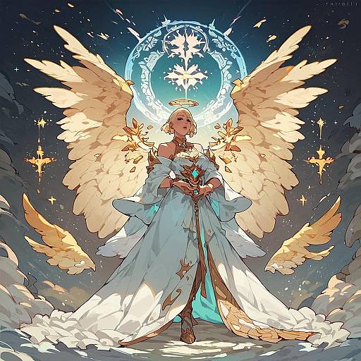 Celestial Angel Beneath a Starry Sky