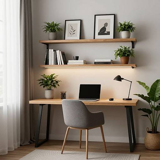 Minimalist Organized Workspace with Natural Elements