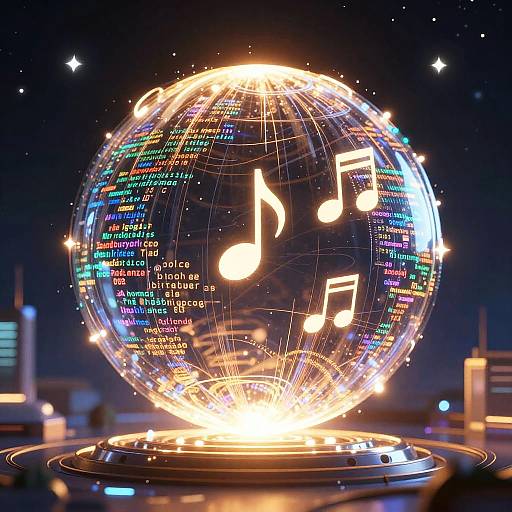 AI Creativity Orb in Cosmic Cityscape