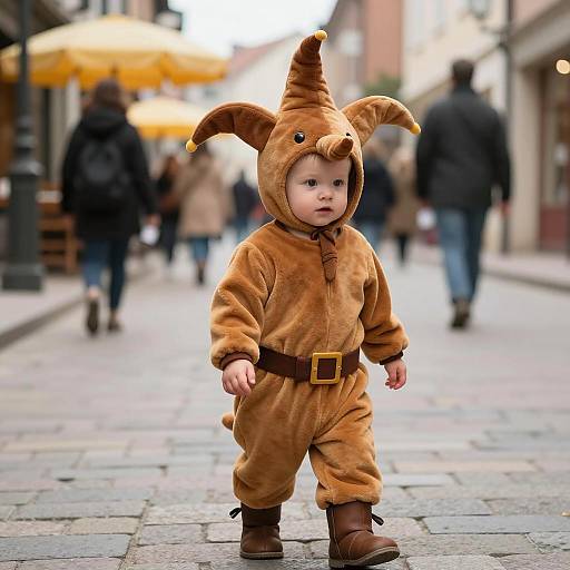 Adorable Dumbo Costume Toddler in Street