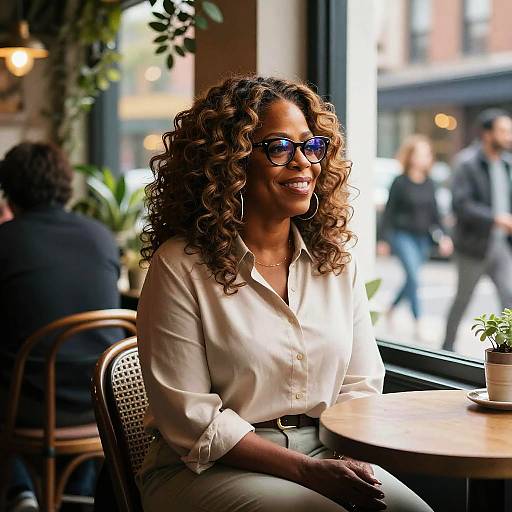 Woman Sitting in Soho Cafe by Window