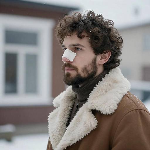 Intense Man in Winter Scene Photograph