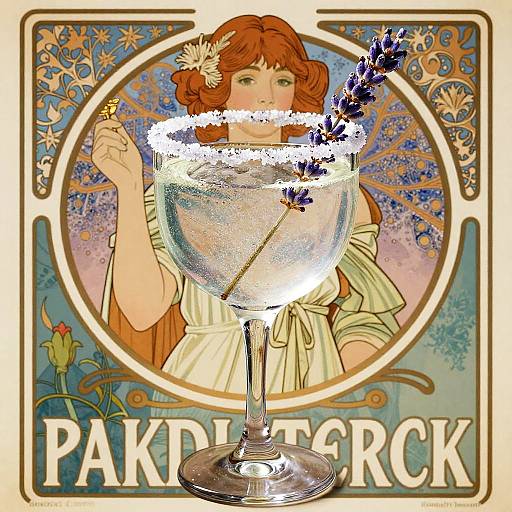 Sparkling Elderflower Tonic Art Nouveau Poster