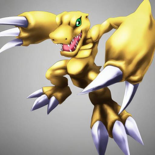 Illustration of Agumon, digimon in the style of Fantongjun