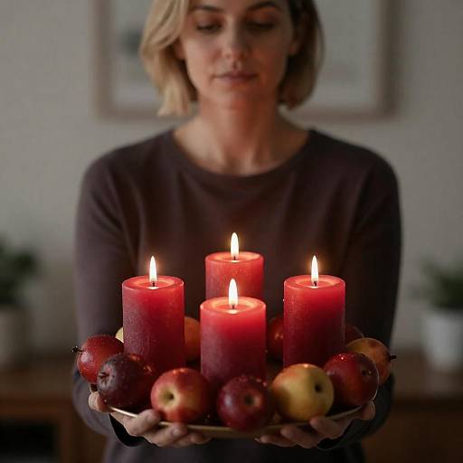 Warm Indoor Scene with a Woman and Candles