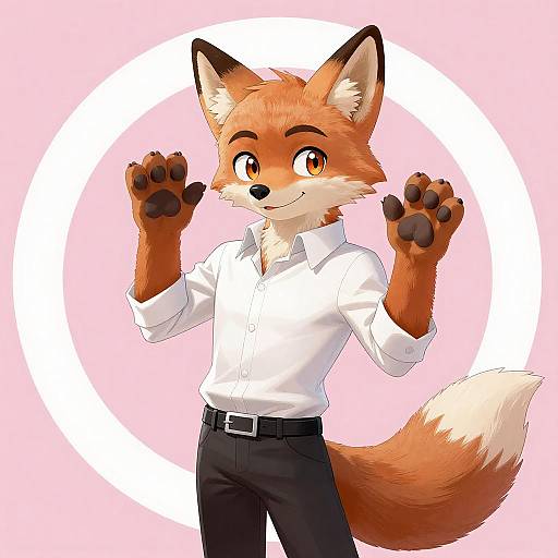 Playful Fox Character in Abstract Background