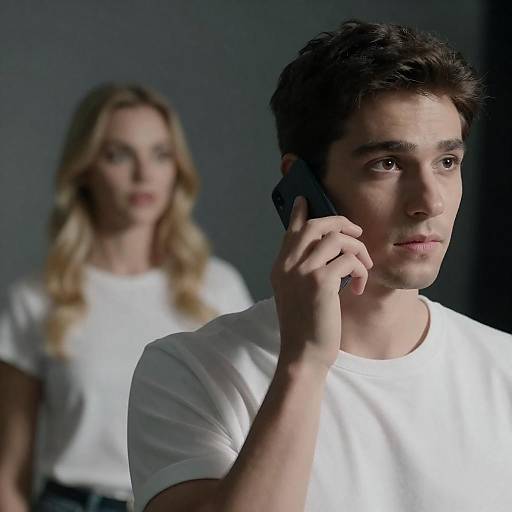 Moody Portrait of Man on Phone