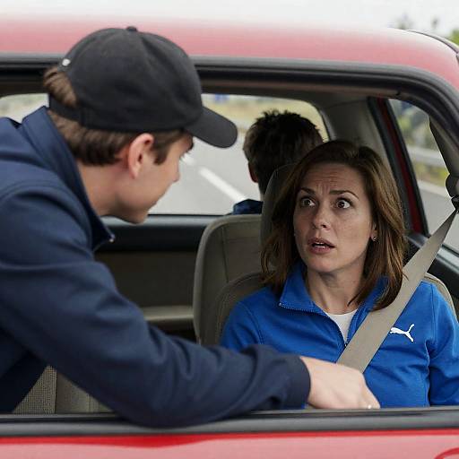 Surprised Encounter in a Red Car