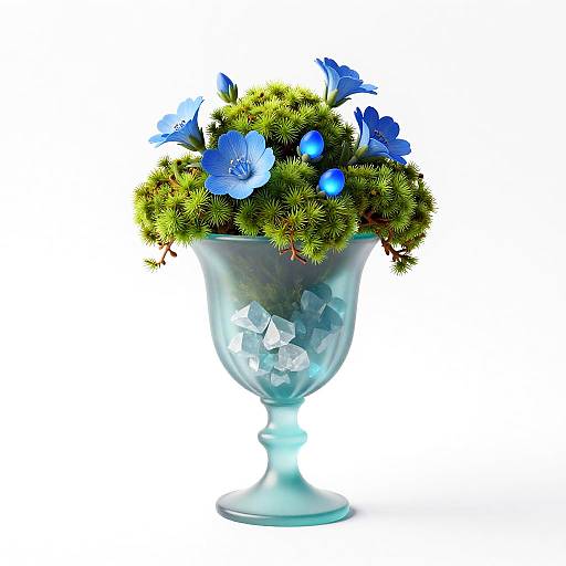Modern Aquamarine Crystal Chalice Still-Life