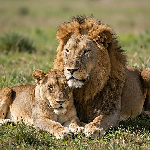 Majestic Lions in Serene Embrace