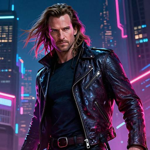 Toby Maguire Cyberpunk Neon Portrait