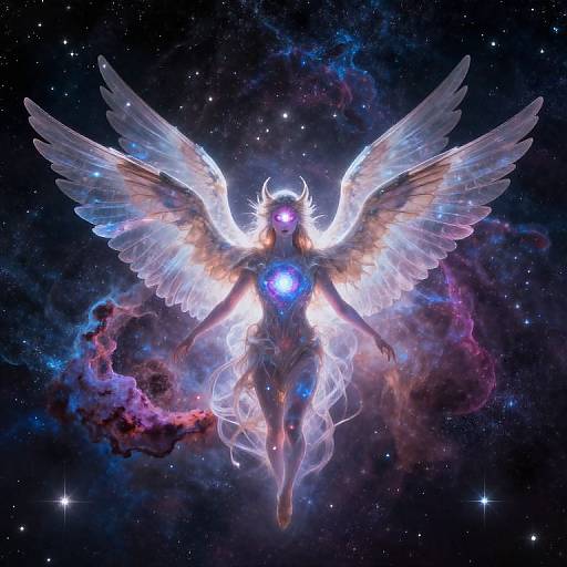 Mystical Cerubim Guardian in Cosmic Space