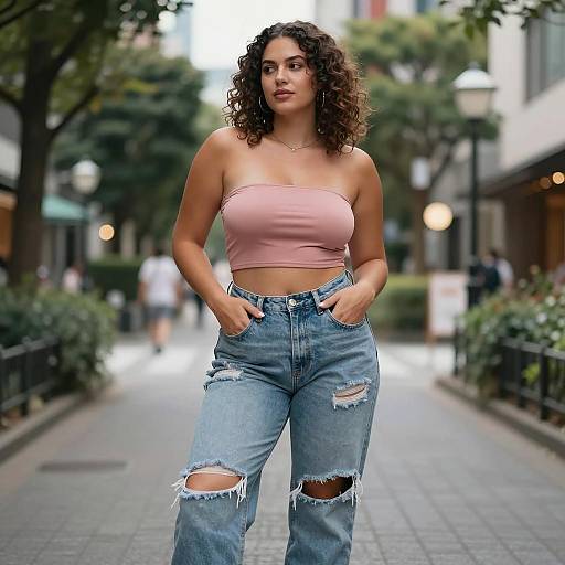 Curvy Woman in Dusty Rose Fashion